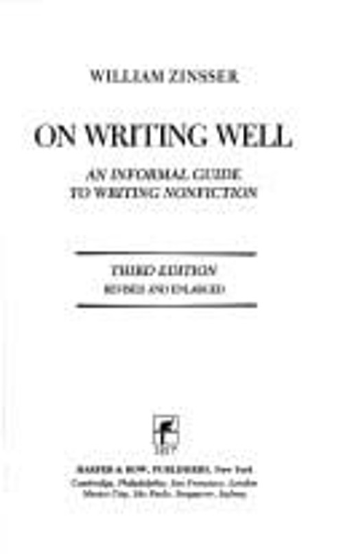 On Writing Well Hardcover William Zinsser