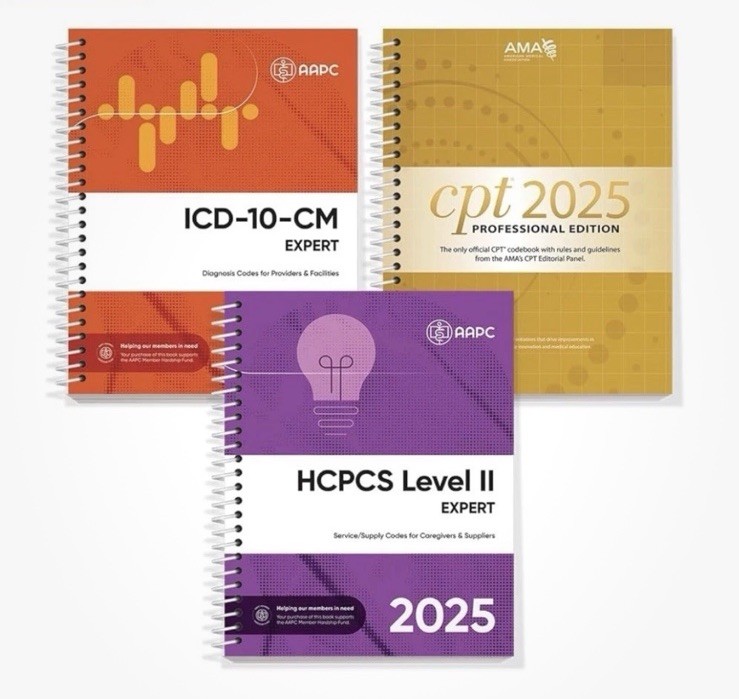 New AMA CPT Book, ICD-10 Code Book, HCPCS Book – 2025 Physician Bundle by AAPC