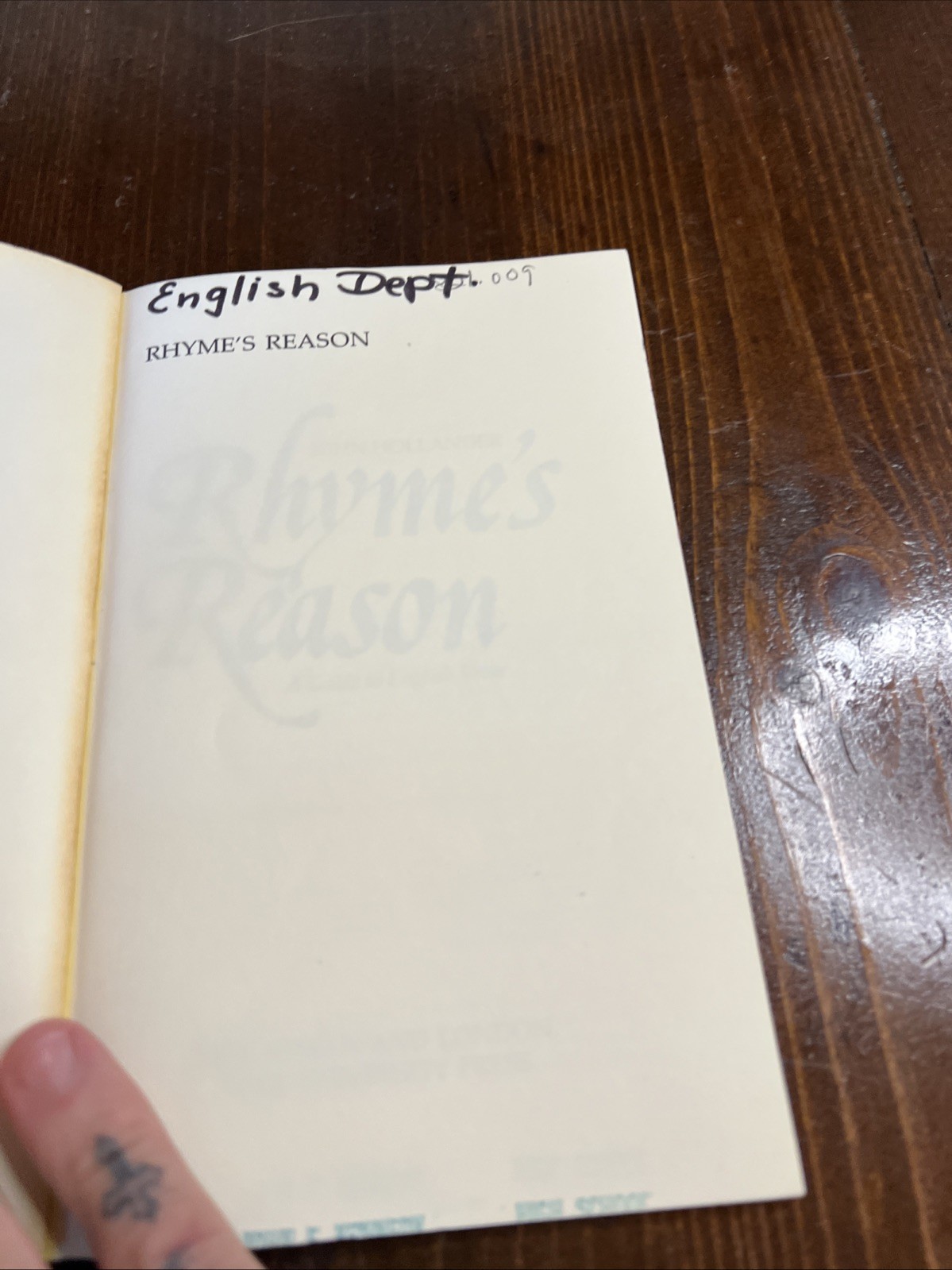 Rhyme’s Reason John Hollander 1981 Yale University Press Poetry Guide Vintage