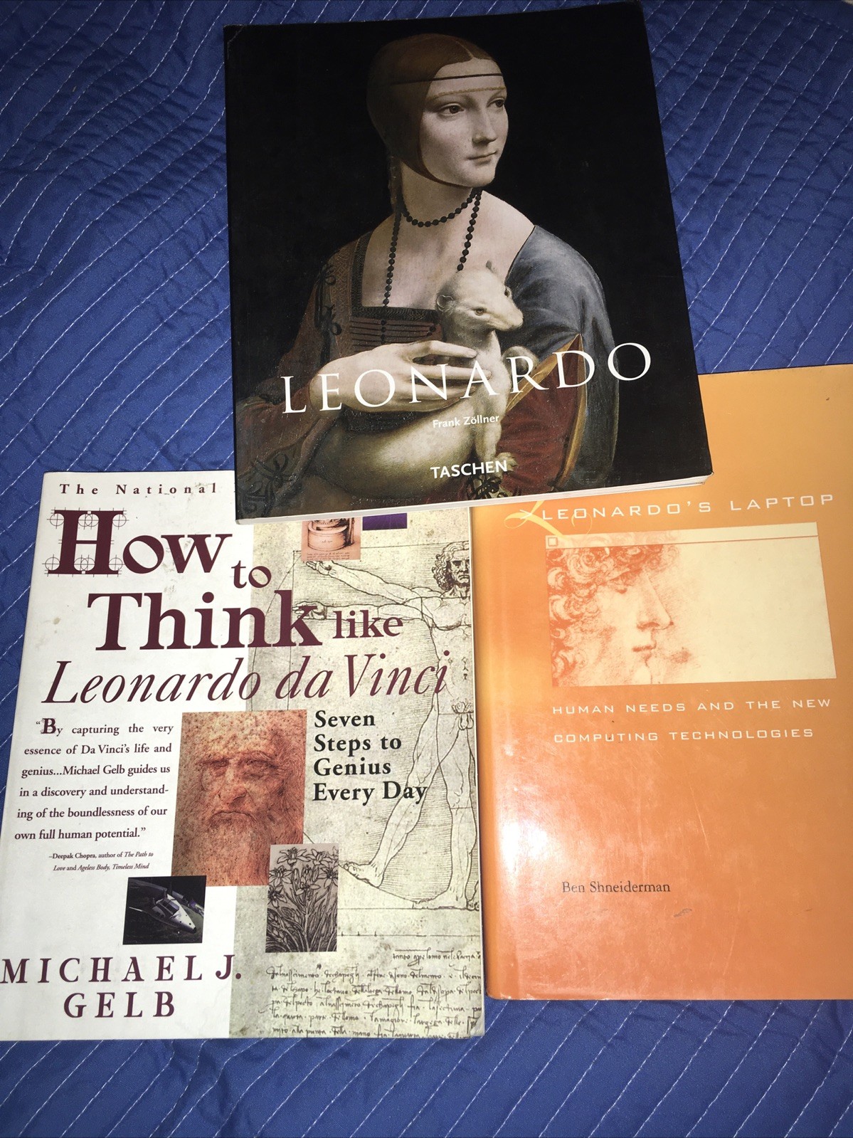 3 BOOK LOT How To Think Like Leonardo Da Vinci+Leonardo’s Laptop+Taschen Gelb