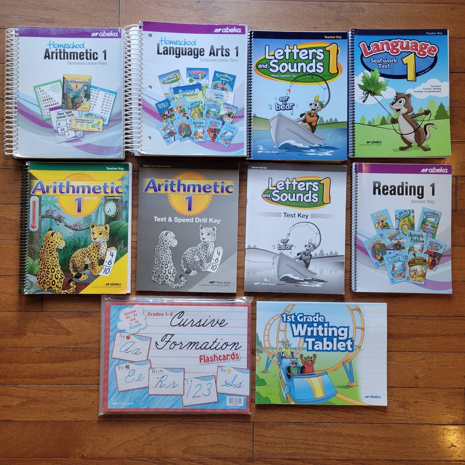 Abeka 1st Grade Math & Language Arts Teacher’s Answer Keys, 10 Books