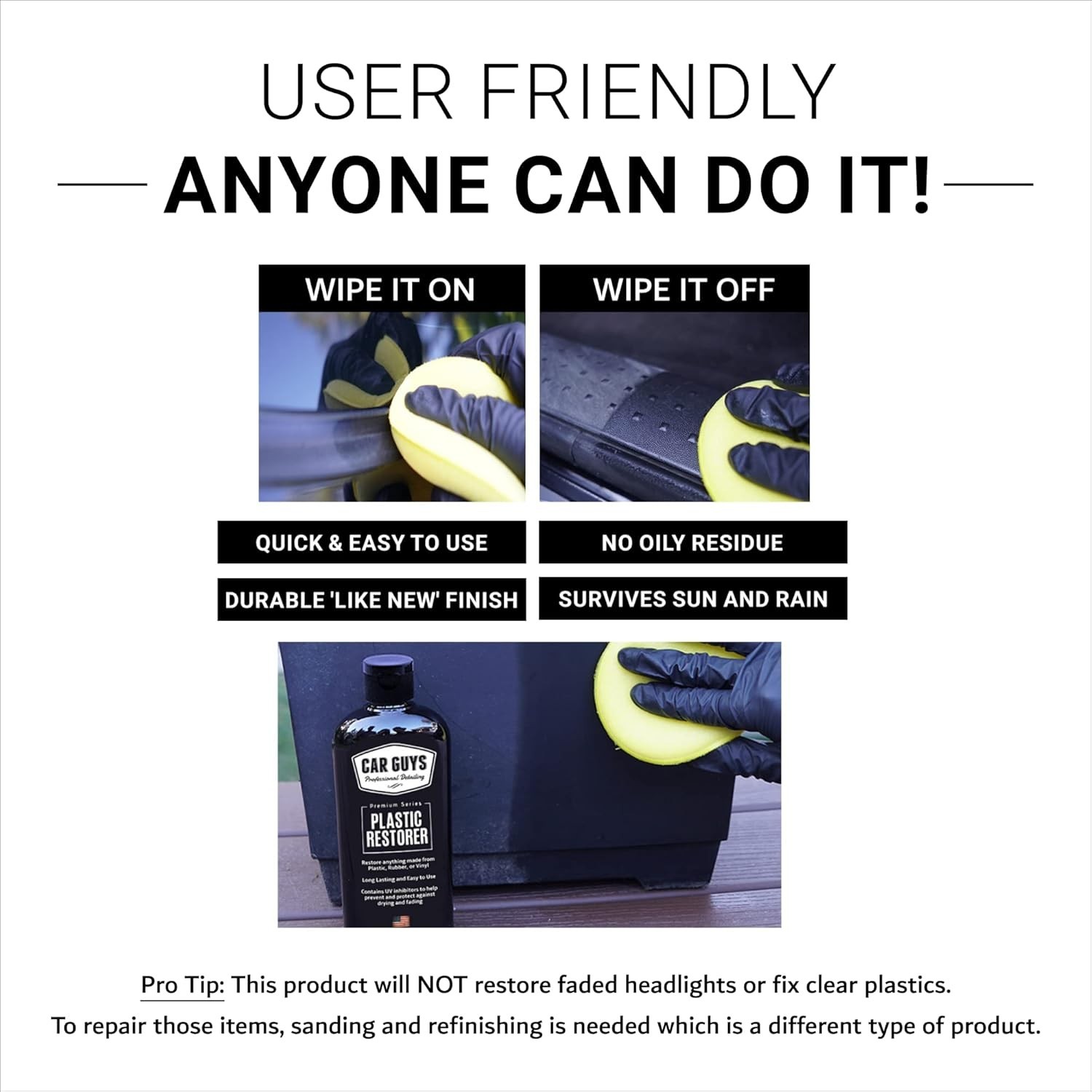 Ultimate Plastic Restorer – 8 Oz Kit with Foam Applicator for Long-Lasting Shine