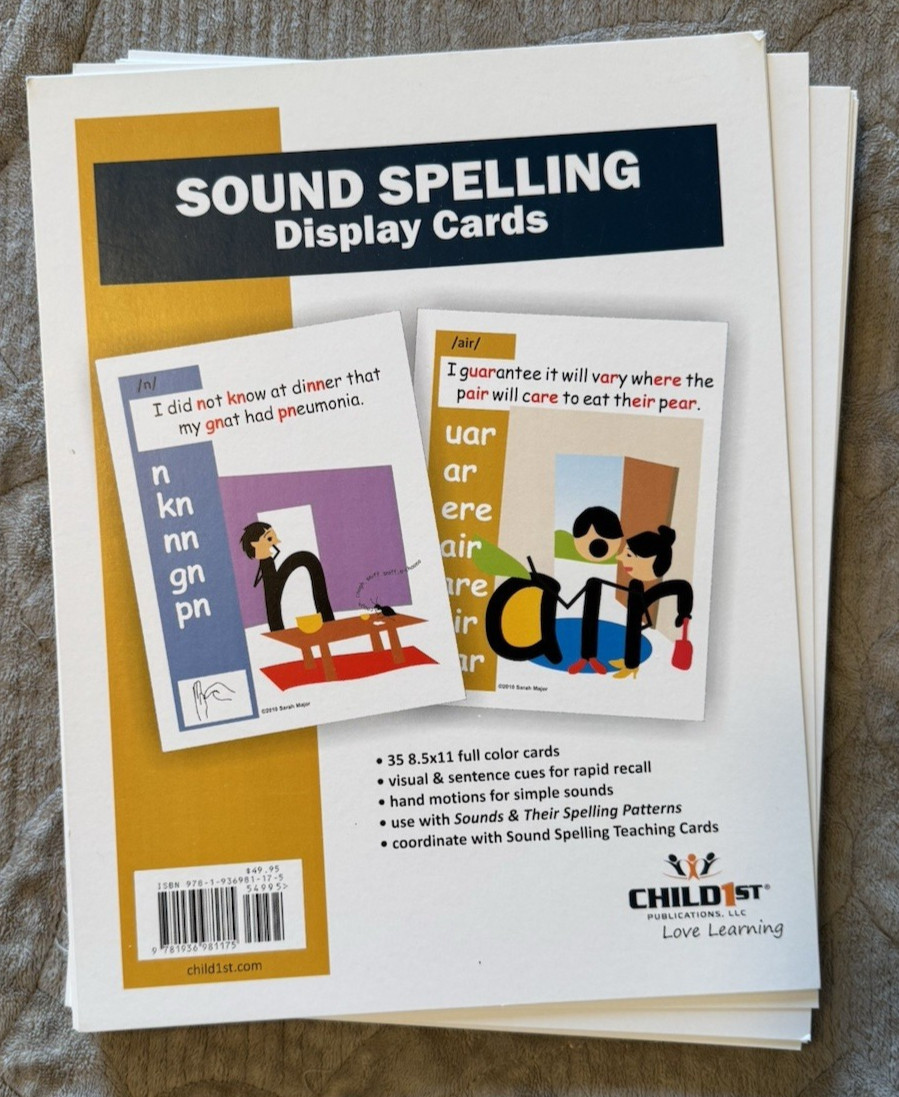 Phonics Sound Spelling Display Cards 8.5″x11″ for SnapWords Child1st
